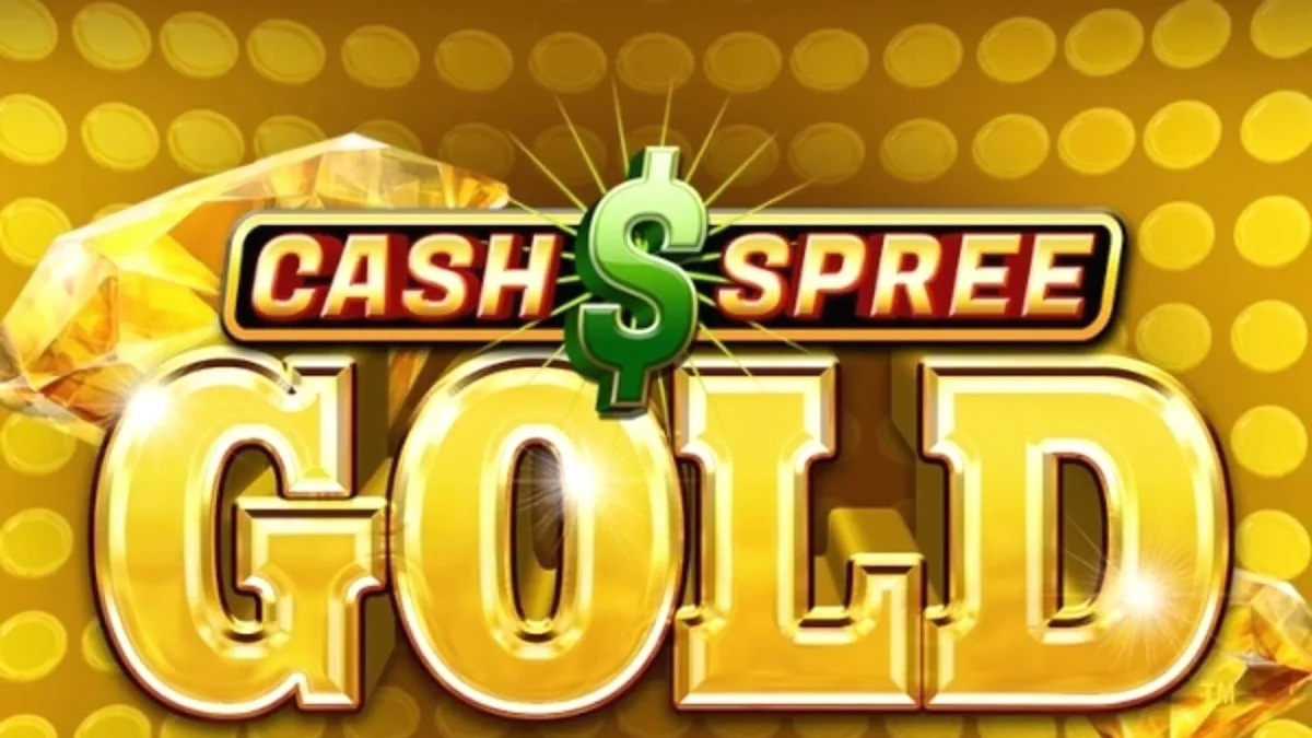 Ang makinang na interface ng Cash Spree Gold slot na may mga gintong simbolo at luxury theme.