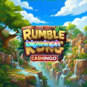 Rumble Kong Cashingo slot machine interface na may makulay na jungle theme at bingo grid.